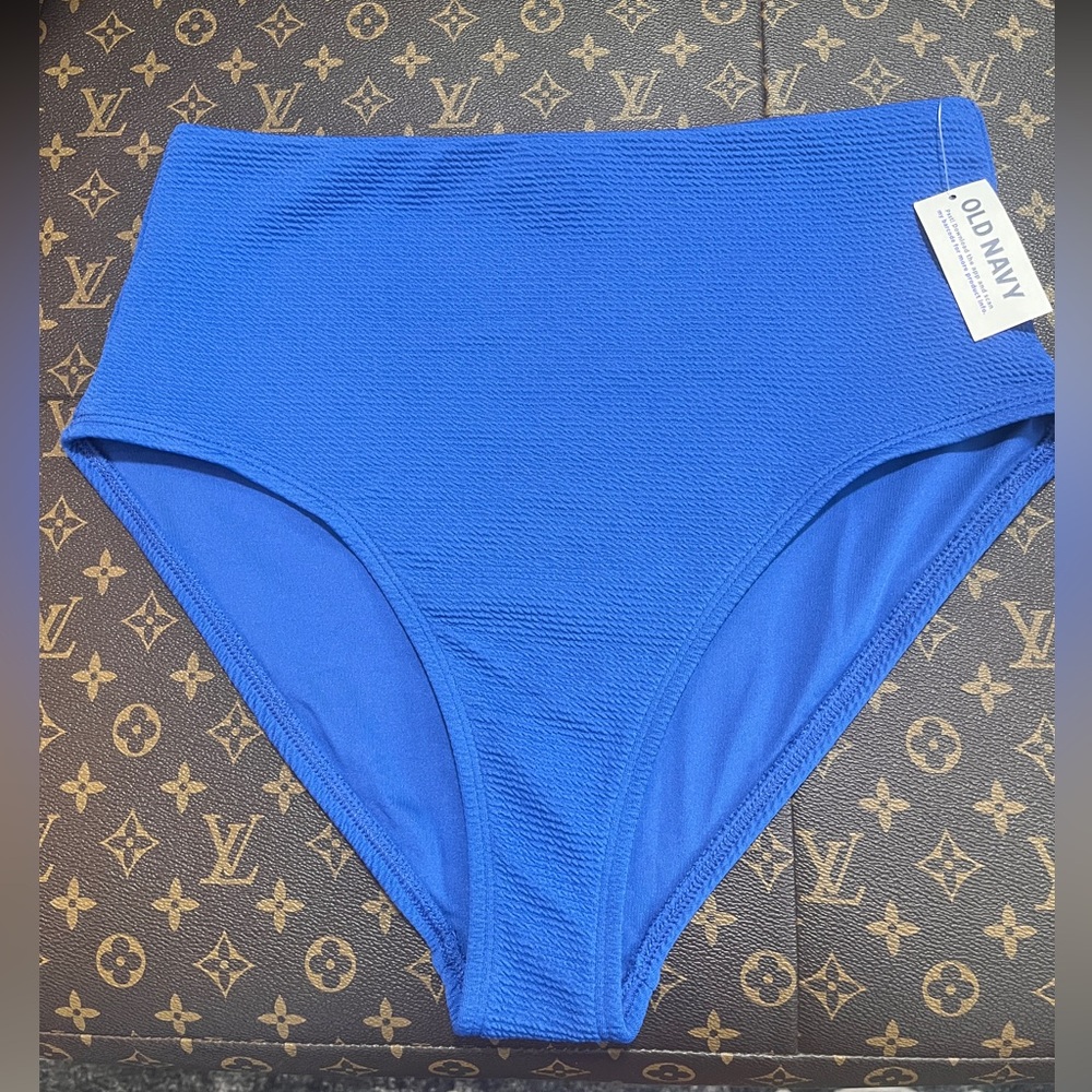 Old Navy Women’s High Waist Textured Swim Bottoms | Size M | Bright Blue